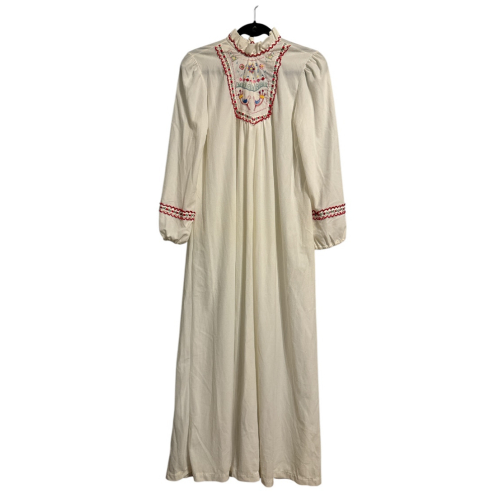 Vintage Juli Slumbertogs Embroidered Nightgown Cottagecore Boho Folk Prairie M